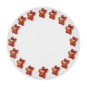 Fresh Apples and Tomatoes Round Glass Cutting Boar Board
