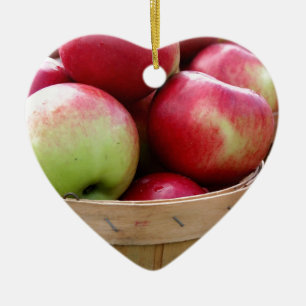 Fresh Apples in Basket at Farmers Market Ceramic Ornament