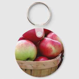 Fresh Apples in Basket at Farmers Market Keychain