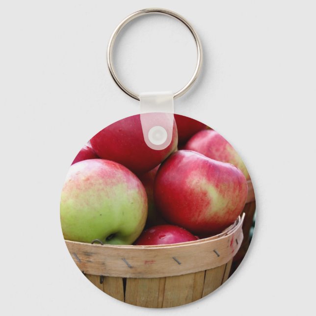 Fresh Apples in Basket at Farmers Market Keychain (Front)