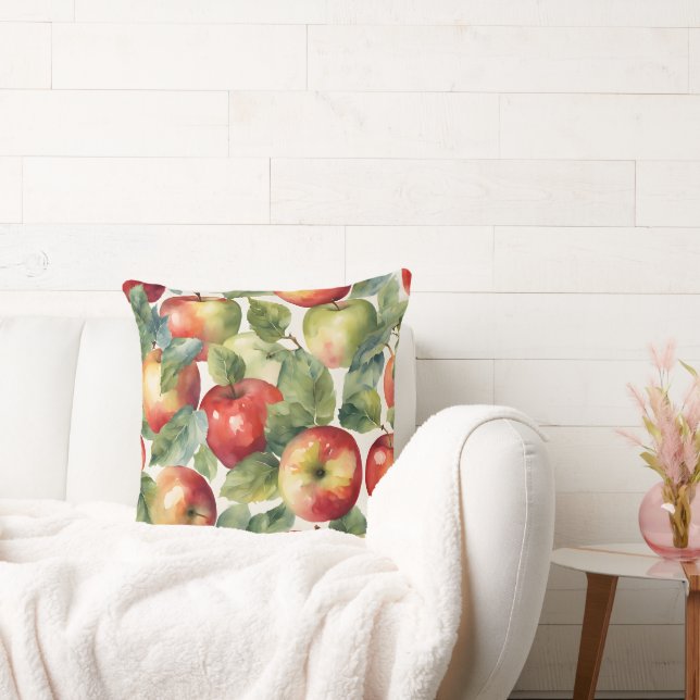 Fresh apples watercolor design throw pillow (Couch)