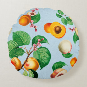 Fresh Apricot & Peach Orchard Pattern Round Pillow