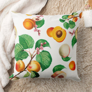 Fresh Apricot & Peach Orchard Pattern Throw Pillow