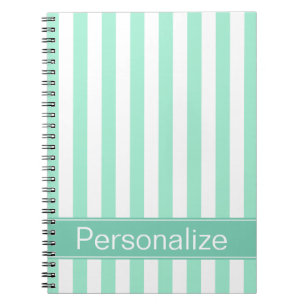 Fresh Aqua Stripes Personalized Notebook