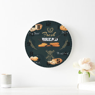 Fresh Artisan Bread Bakery Loaf Rolls Baguette  Large Clock