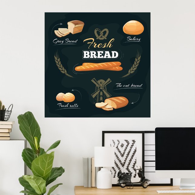 Fresh Artisan Bread Bakery Loaf Rolls Baguette  Poster (Creator Uploaded)