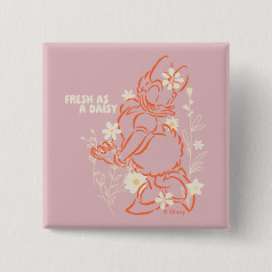 Fresh as a Daisy Minimalist Floral Graphic 2 Inch Square Button