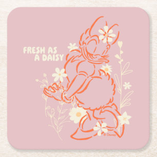 Fresh as a Daisy Minimalist Floral Graphic Square Paper Coaster