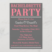 Fresh Bachelorette Party Invitations (Pink / Grey)