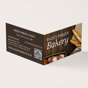 Fresh Baguette, Bakers, Bakery Store Detailed Business Card