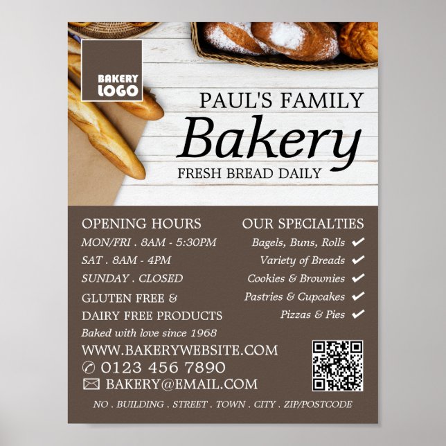 Fresh Baguette Collection, Bakers, Bakery Store Poster (Front)