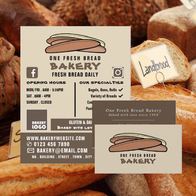 Fresh Baguettes, Bakers, Bakery Store Business Card (Creator Uploaded)