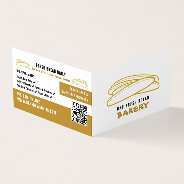 Fresh Baguettes, Bakers, Bakery Store Detailed Business Card (Outside)