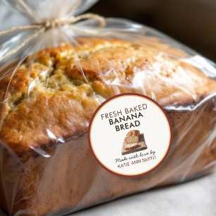Fresh Baked Banana Bread Label   Bakery Sticker
