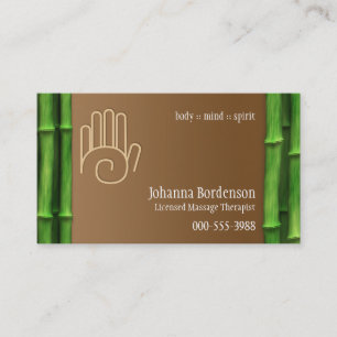 Fresh Bamboo Massage Therapy Horizontal Business Card