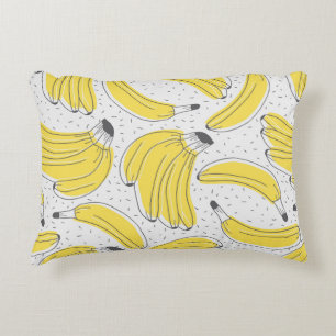 Fresh bananas hand drawn background. Doodle wallpa Accent Pillow