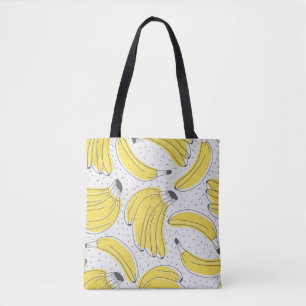Fresh bananas hand drawn background. Doodle wallpa Tote Bag