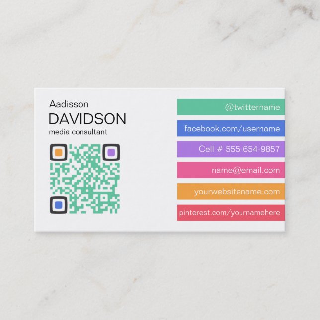 Fresh Bar QR CODE Social Media Business Card (Front)