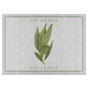 FRESH BAY LEAVES 15x11 Glass Cutting Board