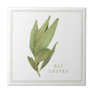 FRESH BAY LEAVES 4.25x4.25 Ceramic Tile (+text)