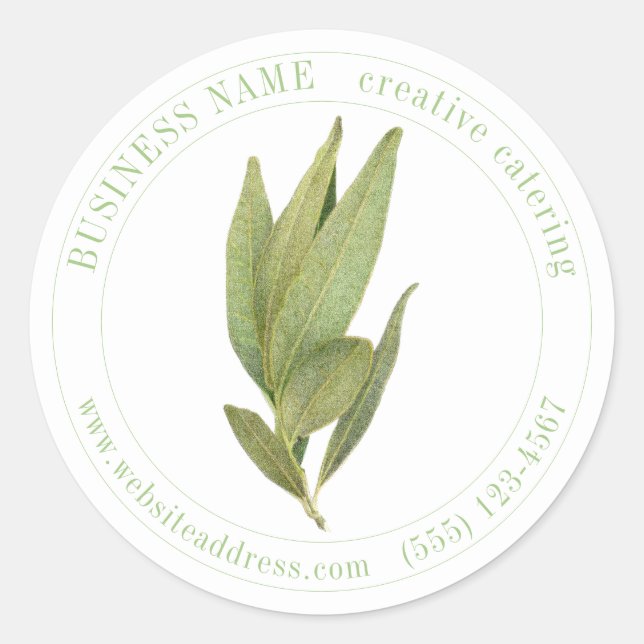 FRESH BAY LEAVES Biz ID Large Round Stickers (Front)