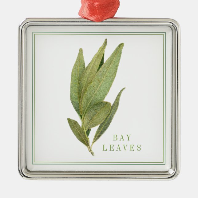 FRESH BAY LEAVES Premium Square Ornament (Front)