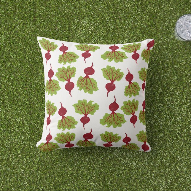 Fresh Beet Collection White Outdoor Pillow (Grass)