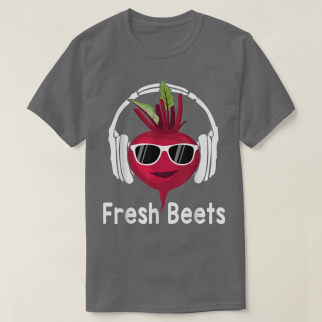 Fresh Beets  Funny Cool Beetroot Headphone Music B T-Shirt (Design Front)