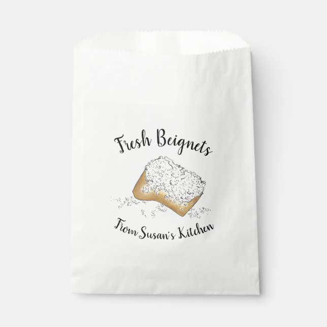 Fresh Beignets Sugary New Orleans Beignet Pastry Favour Bag (Front)