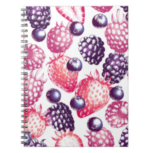 Fresh Berries: Colourful Vintage Background. Notebook