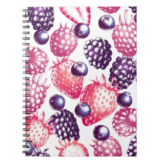 Fresh Berries: Colourful Vintage Background. Notebook (Front)