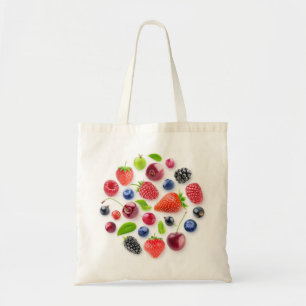 Fresh berries in a circle tote bag