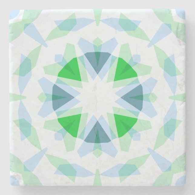 Fresh Blue Pretty Green Star Dopamine Decor Kitsch Stone Coaster (Front)