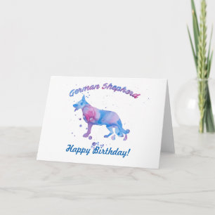 Fresh Blue Watercolor German Shepherd Card