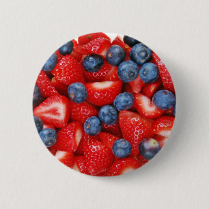 Fresh blueberries and strawberries 2 inch round button