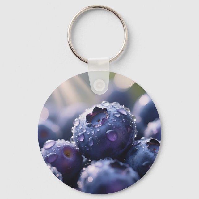 Fresh Blueberries Close Up Keychain (Front)
