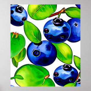 Fresh Blueberry Art Poster