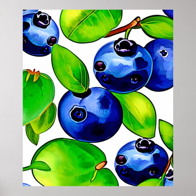 Fresh Blueberry Art Poster (Front)