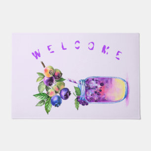 Fresh Blueberry Drink Doormat Text Welcome