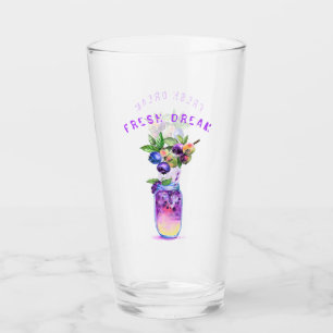 Fresh Blueberry Drink Glass - Custom Text