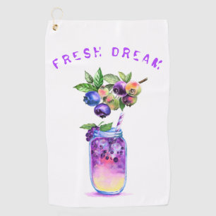 Fresh Blueberry Drink Golf Towel - Custom Text