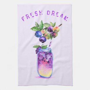 Fresh Blueberry Drink Kitchen Towel - Custom Text
