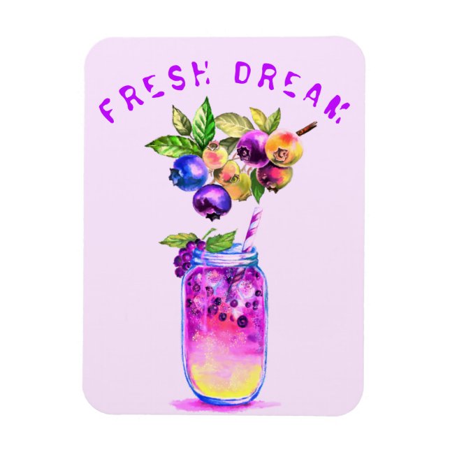 Fresh Blueberry Drink Magnet - Custom Text (Vertical)