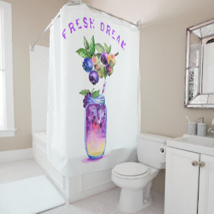 Fresh Blueberry Drink Shower Curtain - Custom Text