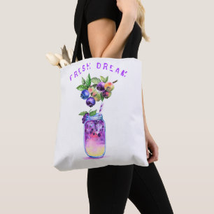 Fresh Blueberry Drink Tote Bag - Custom Text