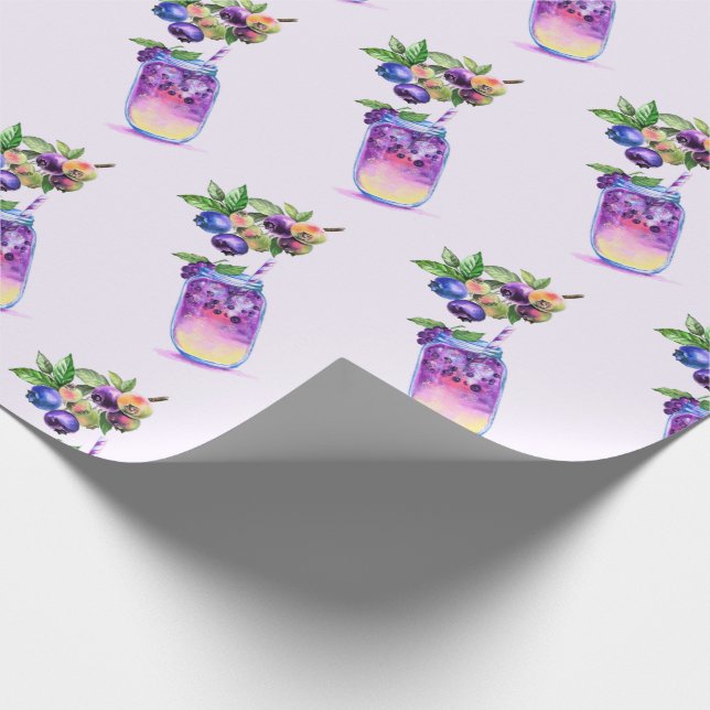 Fresh Blueberry Drink Wrapping Paper (Corner)