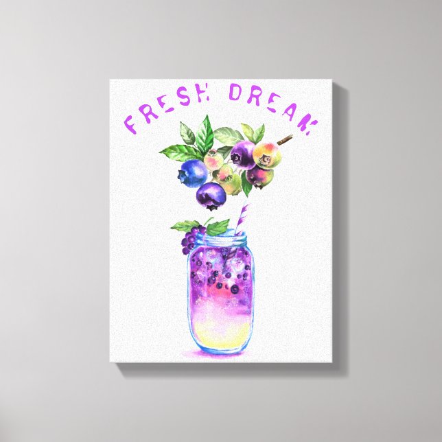 Fresh Blueberry Juice Cool Drink - Summer Cocktail Canvas Print (Front)