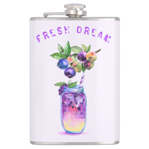 Fresh Blueberry Juice Cool Drink - Summer Cocktail Hip Flask