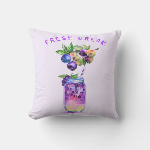 Fresh Blueberry Juice Cool Drink - Summer Cocktail Throw Pillow