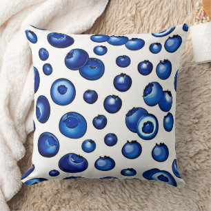 Fresh Blueberry Pattern Throw Pillow